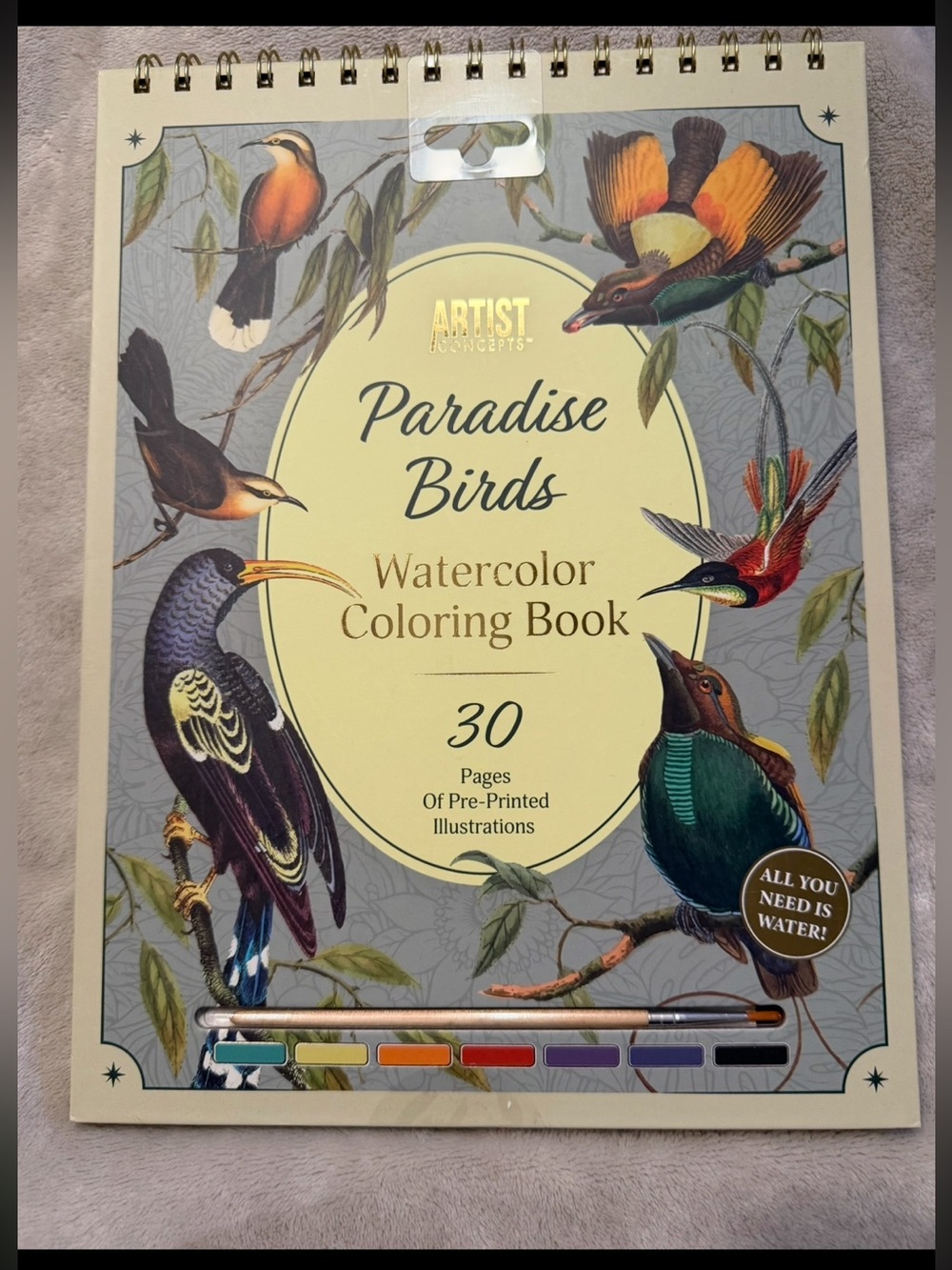 Artist Concepts Paradise Birds Watercolor Coloring Book 30 Pages